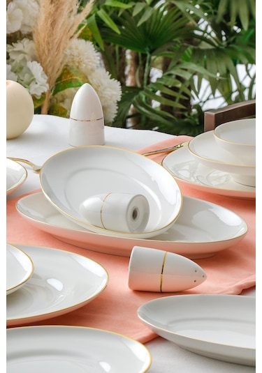 Mallory 54 Parça 12 Kişilik Gold Porselen Yemek Takımı