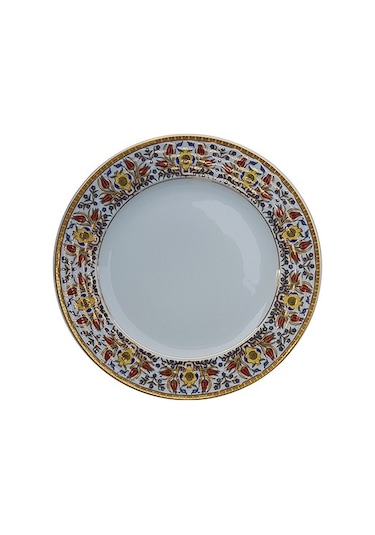 Armada Çini Prt 61 25 Cm Sarı Altın Yaldızlı Lale Karanfil Desen