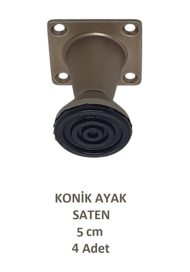 Adilon Konik Ayak, Zamak, Saten, 5 cm, Dolap, Mobilya, Puf Ayağı (4 Adet)