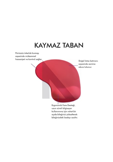 MP01 - Kırmızı Elips Bilek Destekli Konforlu Kaymaz Taban