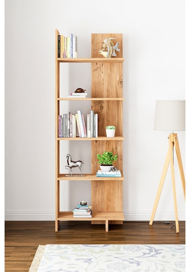 Asimetrik Beş Raflı Kitaplık Atlantik Çam