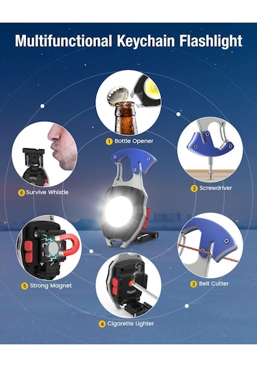 Wrt Şarjlı Led Lambası Kamp Çakmak Mini Fener Mavi