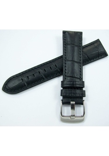 Bizon Deri Saat Kayışı 22Mm Siyah Saat Kordonu Spor Kolçak