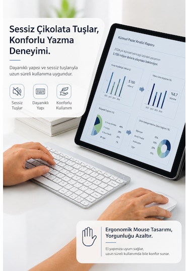 Klavye & Mouse Seti Akıllı Cihazlar İçin Mükemmel Uyum Windows Android Apple Uyumlu iOS Diğer