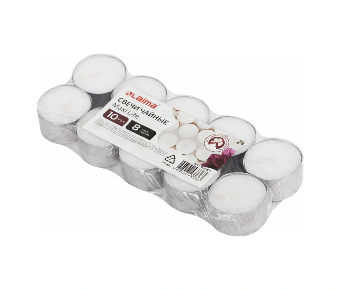 Laima Çay Mumları, 10'lu Hediye Seti, 8 Saate Kadar Yanma 253005791 Beyaz