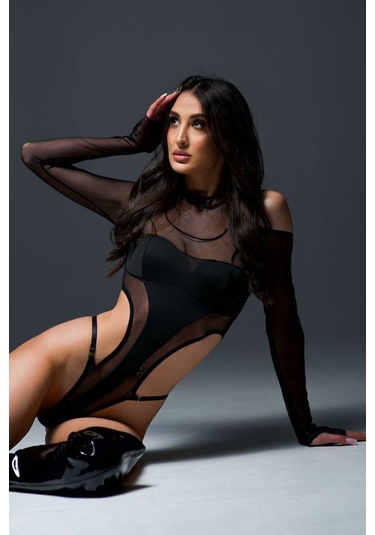 Bikini Mayokini Dünyası Nika Transparan Bodysuit - Siyah Siyah