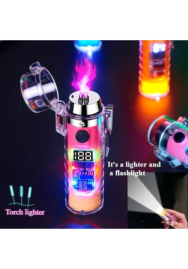 Açık Geçirmez Çakmak Şeffaf Kabuk Elekikli Çakmak Kamp Aracı Torch Çakmak Su Black Siyah