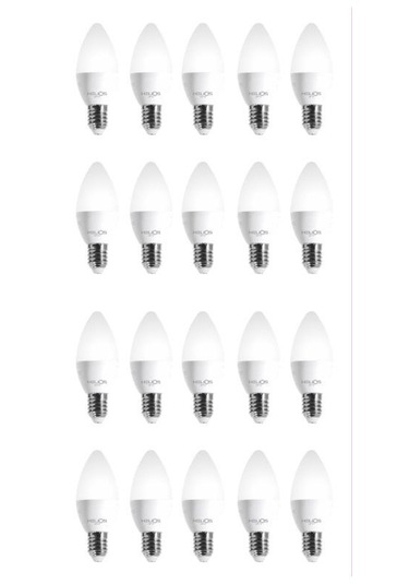20 Adet Helios 8w Led Buji Ampul 6500k Beyaz Işık E-14 İnce Duy Avize Ampulü 20 Adet