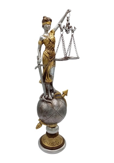 Themis Adalet Terazisi Heykeli Ve Dünya Biblo Gümüş 37cm