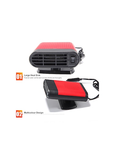 Teltree Araç Isıtıcı Soğutucu 2'li Fonksiyonlu, Karlı Pencere Buğu/buz Temizleyici, 360 Döner, 12v Siyah-gri Araç Klima