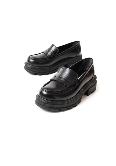 746-759 Siyah Rugan Günlük Yüksek Tabanlı Loafer Ayakkabı SIYAH RUGAN