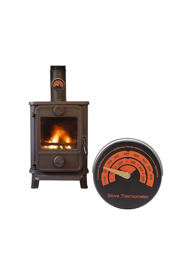 Yuvarlak İşaretçi Soba Termometresi Şömine Bimetalik Termometre