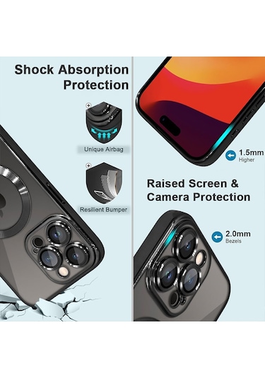 İphone 15 Pro Max Kılıf Kamera Lens Hoparlör Koruma Magsafe Şarj