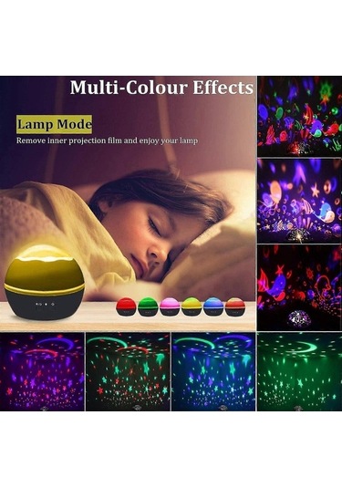Opulentliving Yaju Çocuk Gece Lambası Projektörü Yıldızlı Gökyüzü Okyanus Balığ Çok Renkli Çok Renkli
