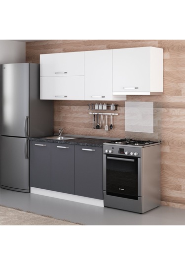 Minar 200 Cm Mutfak Dolabı Beyaz Antrasit 200-a7