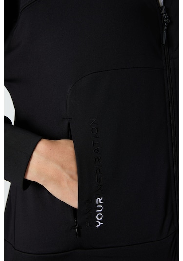 Tommy Life Siyah Kapüşonlu Gizli Cep Detaylı Standart Kalıp Kadın Eşofman Takımı - 95306 Siyah