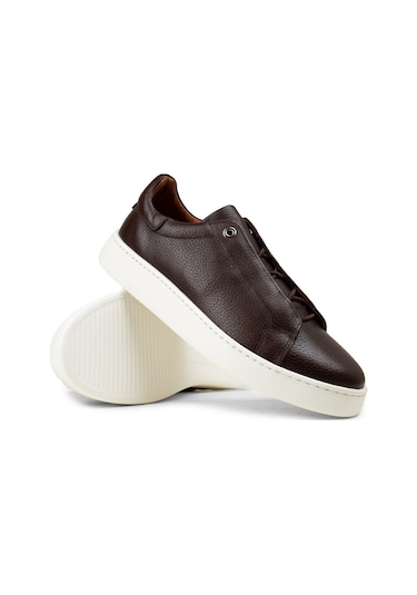 Deery Erkek Hakiki Deri Kahverengi Gizli Bağcıklı Sneaker - 04444mkhve01