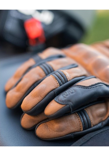 Oj Rust Kahverengi Korumalı Retro Kısa Deri Eldiven 2xl