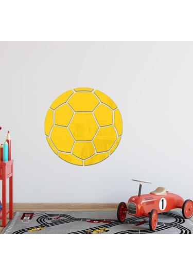 Sones 20cm Futbol Akrilik 3d Duvar Çıkartmaları Kendinden Yapışkanlı Ev Arka Plan Duvar Dekorasyonu Ayna Macunu Altın Diğer