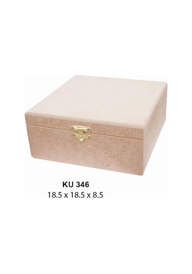 Ahşap Kare Kutu Klipsli 18,5x18,5cm Ku346