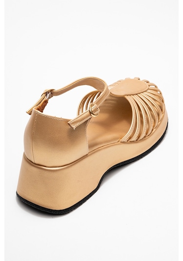 Anıel Altın Kadın Dolgu Topuklu Sandalet Altın