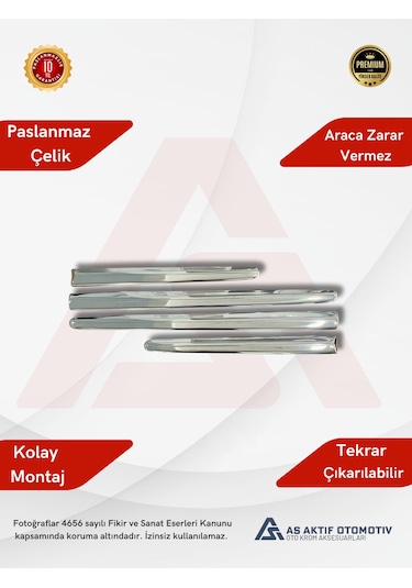 Peugeot 206 Hb 5d/sd/sw/cc Yan Kapı Çıtası 4 Parça 1998-2012 Krom Paslanmaz Çelik