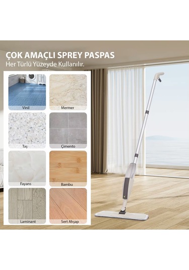 Hymark Sprey Mop Su Deterjan Hazneli 360 Derece Dönen Mikrofiber Bez Temizlik Seti