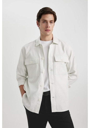 DeFacto Relax Fit Polo Yaka Cep Detaylı Gömlek Ceket B3903AX24SPWT33 DeFacto Relax Fit Polo Yaka Cep Detaylı Gömlek Ceket B3903AX24SPWT33