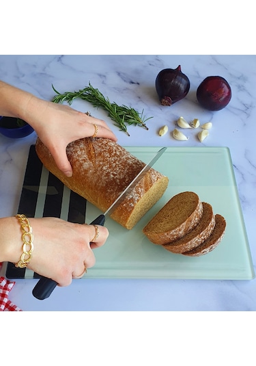 Kanallı  - Cam Kesme Tablası | Black Rock Şeritli | 25cm x 35cm