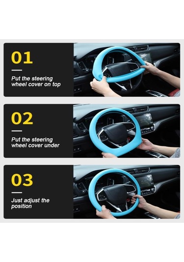 Siyah Seametal Silikon Araba Direksiyon Kılıfı Kaymaz Aşınmaya Dayanıklı Silikon Koruyucu Tekerlek Araba Aksesuarları