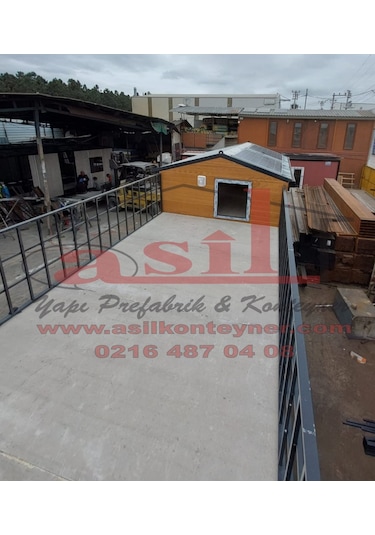 36 M² Loft Katlı,balkonlu, V Çatı + Verandalı Ahşap Desen Betopan