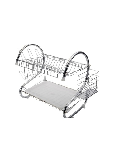 Dancemonkey 2 Katlı Mutfak Bulaşık Kurutma Rafı Gümüş , Gümüş Kaplama Gümüş
