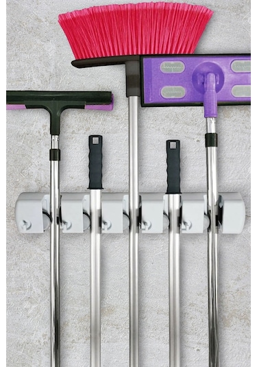 Morpanya Sihirli Tutamaç Fırça Tutucu Mop Paspas Askısı Organizer Duvar Askı Aparatı Çok Renkli