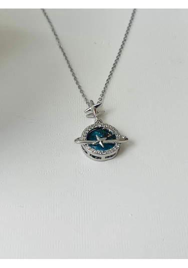 Galaxy Satürn Model Çelik Kolye Gümüş