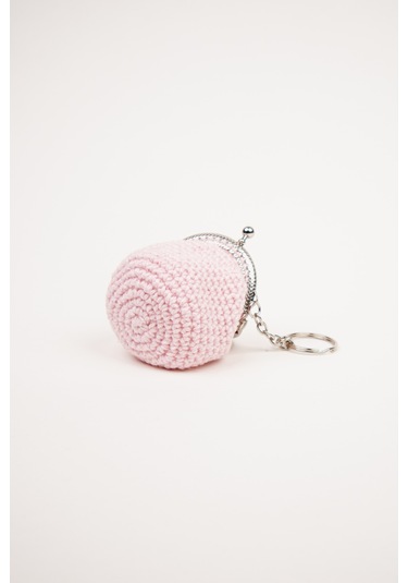 Fabric Craft Bag Mini Bozuk Para Cüzdanı Anahtarlık Klipsli Açık Pembe