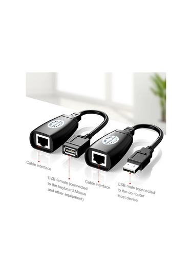 Usb Extrender, 50 Metre Rj45, Usb Uzatma Kablosu, Cat5 Cat6 Uyumlu,
