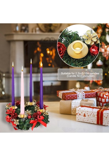 Youtek 30cm Yeşil Plastik Noel Gerdanı - 2.2 İnç Mumluk Için Simülasyon Çiçekli Aksesuar, Otel/alışveriş Merkezi Dekorasyon Unsurları