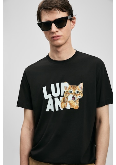 Lufian Max Modern Grafik Tişört Siyah Siyah 111020304100100