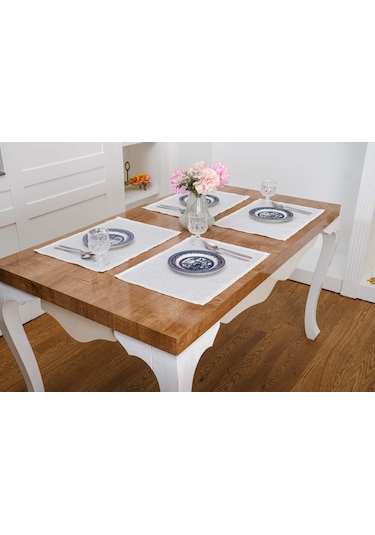 Finezza İris Jakar Polyester Kumaş Krem Amerikan Servis 33,5x46 cm Bej 4 Ad-1391 Krem