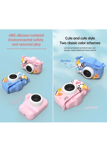 Springsun Cat Çocuk Kamerası Yüksek Çözünürlüklü Çift Kamera 2.0 İnç Ips Ekranlı Çocuk Kamerası 32 Gb Hafıza Kartı + Kart Okuyucu İçerir Pembe