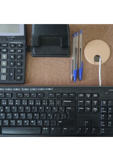 Masa Üstü Kablo Kanalı Deliği Kapağı, Sütlü Kahve, Masa Kapağı, 6 Cm