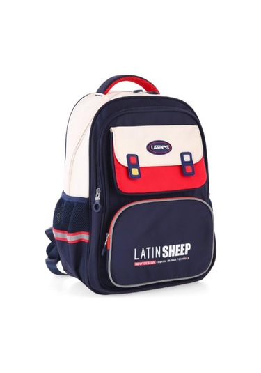 Ççs London Young 3 Gözlü Sırt Çantası Okul Çantası 51679 Kırmızı Lacivert Desenli