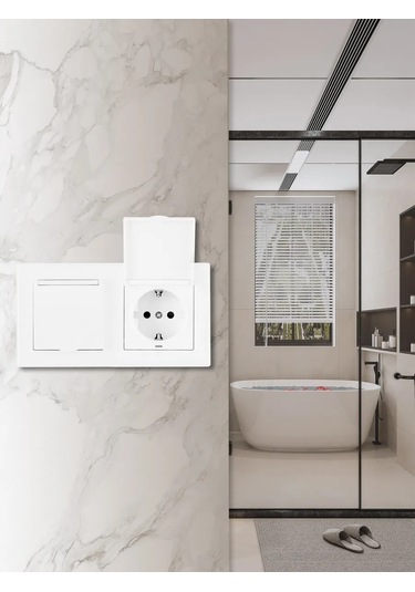 Arte Milano İç Mekan İçin Kapaklı Ve Çerçeveli Çift Priz 343354689 Set06-2-41-1x2 White