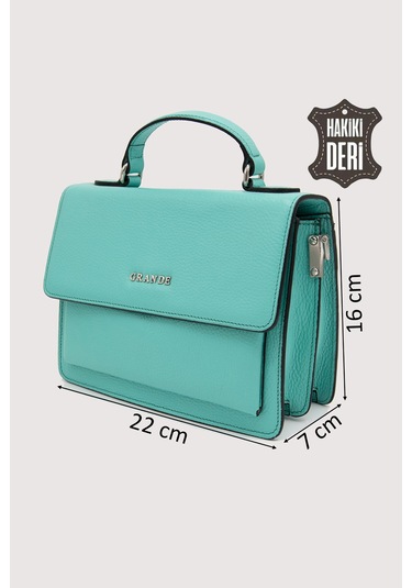 Hakiki Deri Kadın El Çantası Turkuaz Smr9022 Turkuaz