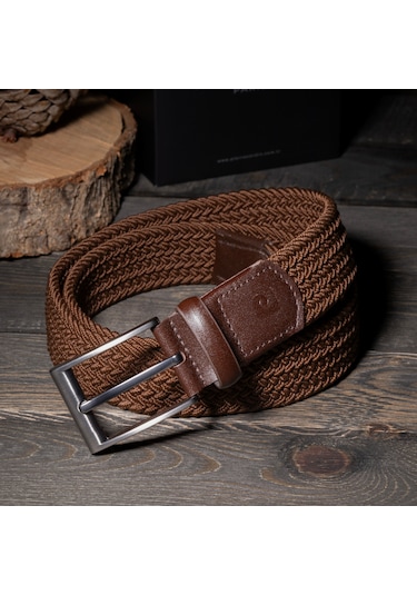Pierre Cardin Multi Renk Örgü Erkek Kemer En 3,5 Cm Pc-1745 Kahverengi