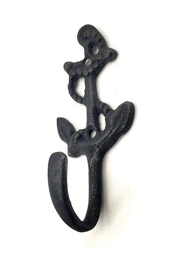 Antika Tarz Dekoratif Pirinç Halatlı, Çapa, Denizci, Gemici Askı - 95x42mm, Oksit Çok Renkli