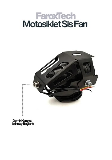 Motosiklet Sis Farı Lensli Projeksiyon Led, Halo Halkalı, Suya Dayanıklı, Evrensel Kelepçe