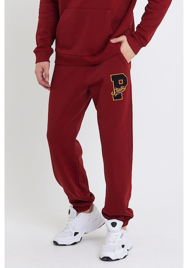 Polo State Erkek Jogger 3 İplik Eşofman Altı Bordo