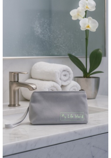 Seyahat Makyaj Organizatörü Makyaj Çantası, Çok Fonksiyonlu Kozmetik Çanta Düğün Nişan GRİ