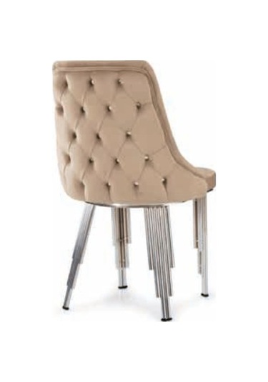 Bera Piyona Ayak - Krom Athena Sandalye Bej